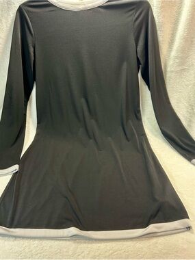 Michael Kors Black Long-Sleeve Fit & Flare Dress with White Trim